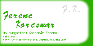 ferenc korcsmar business card